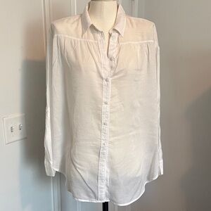 Express White Button-Down Long Sleeve Shirt
